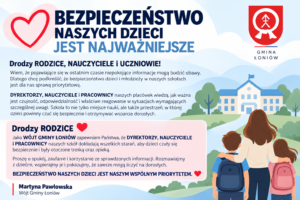 Wójt Gminy Łoniów zapewnia o bezpieczeństwie uczniów